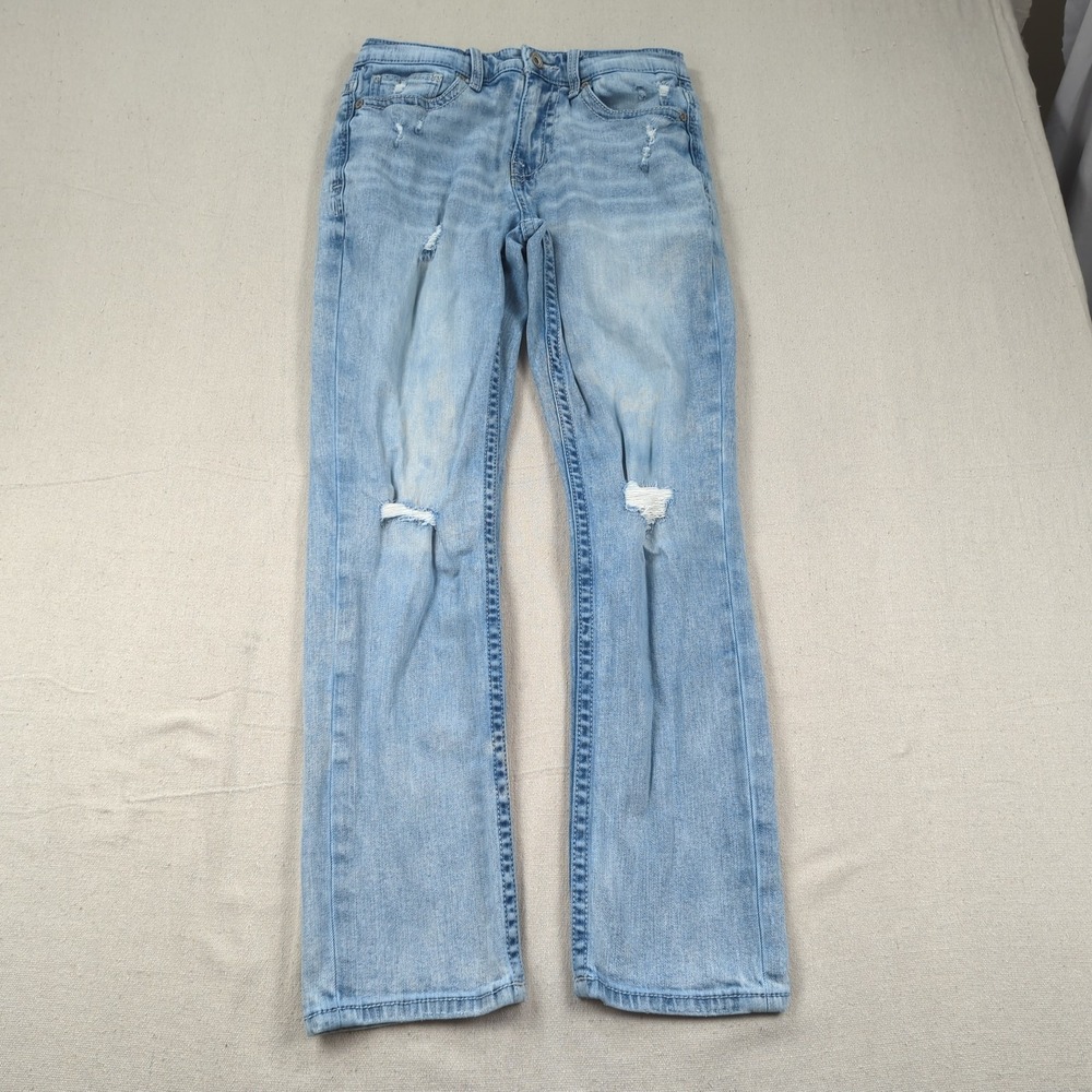 BKE Jeans Mens 30x30 Blue Alec Slim Straight Light Wash Distressed